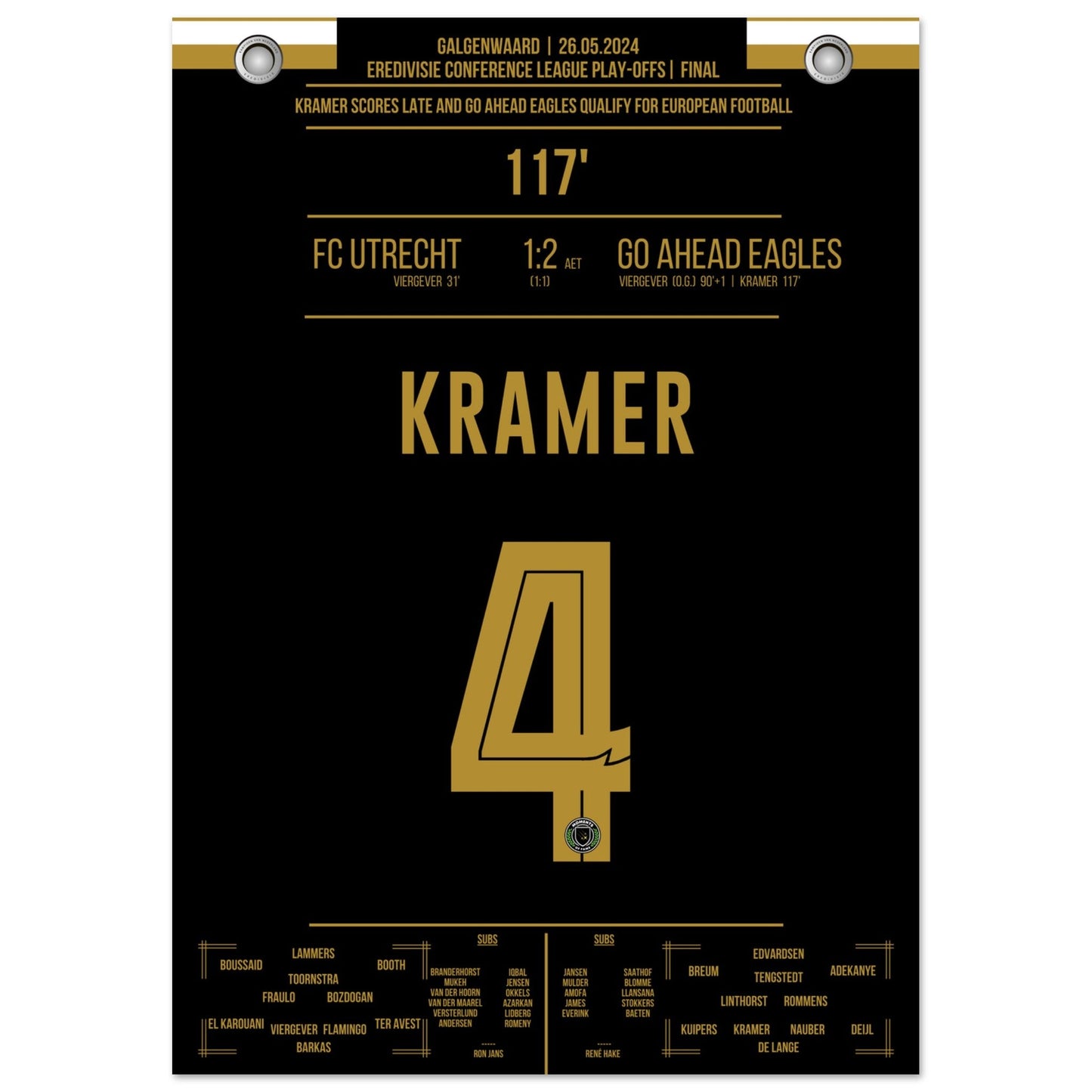 Kramer Scores Goal for RKC Against FC Utrecht, Advancing to Europe