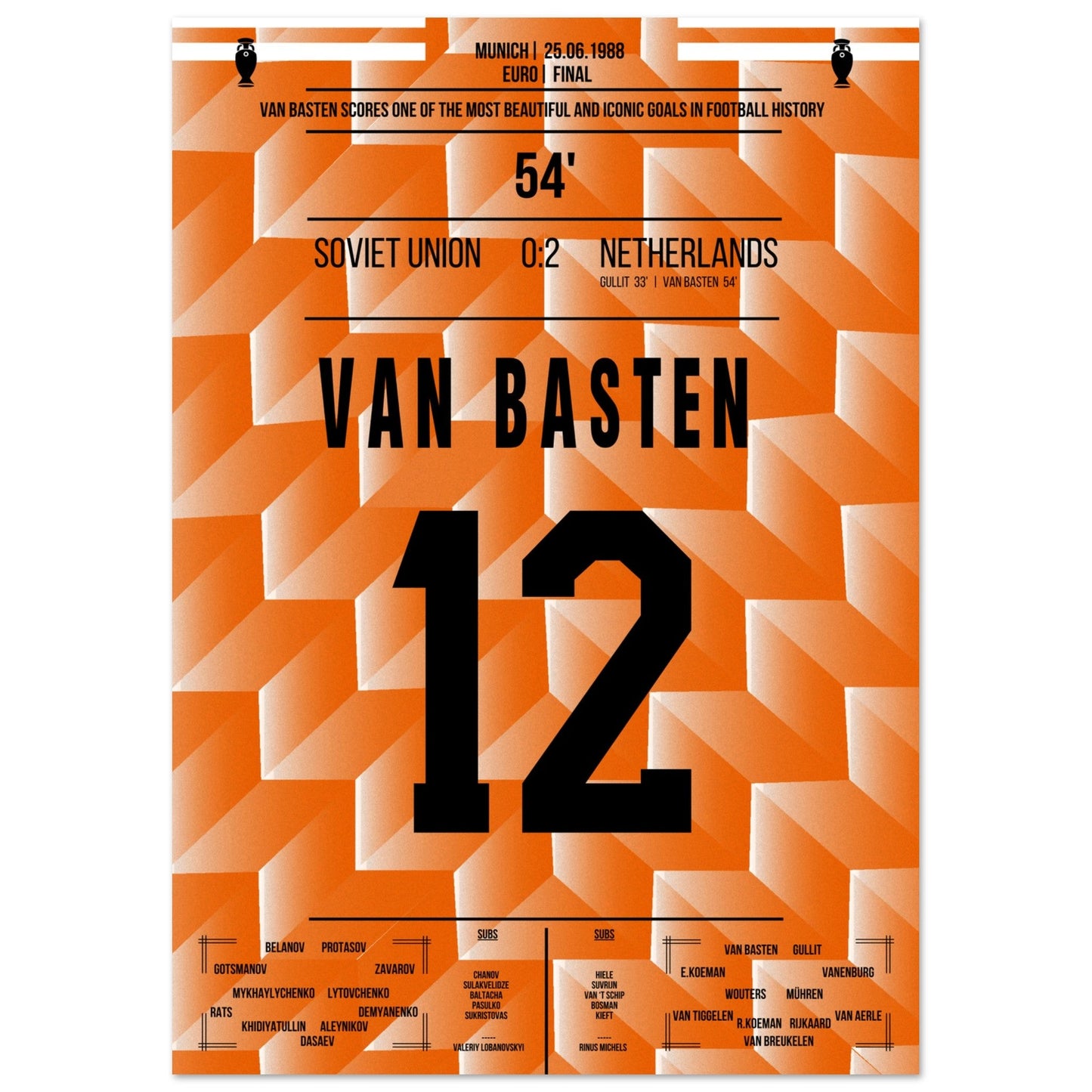 In the 1988 Euro final, Marco van Basten's unforgettable volley clinched victory for the Netherlands