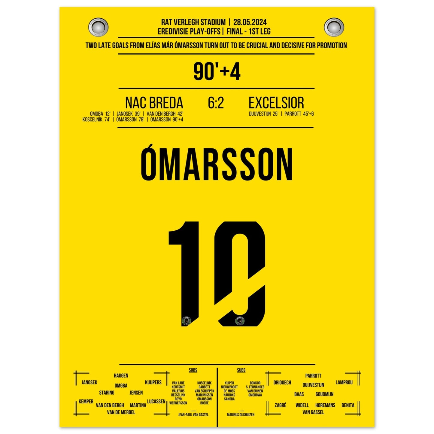 Ómarsson Scores Against Excelsior and Secures NAC Breda's Promotion to the Eredivisie