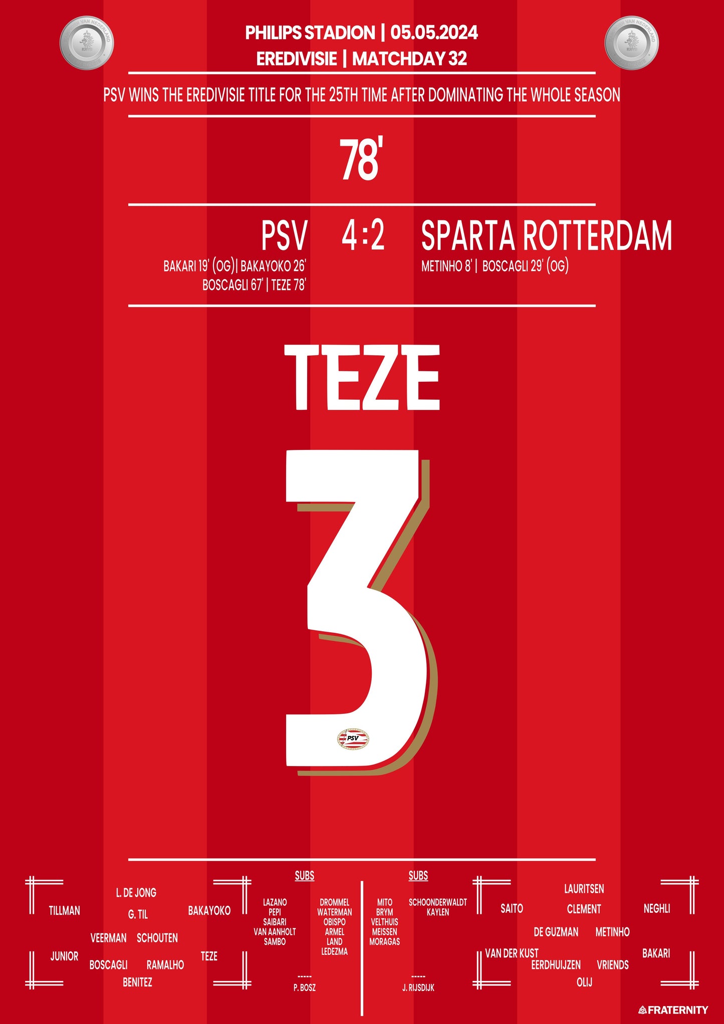 In a perfect season, PSV Eindhoven clinched the title at home.