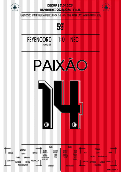 Paixão scores and Feyenoord wins the KNVB Beker for the 14th time