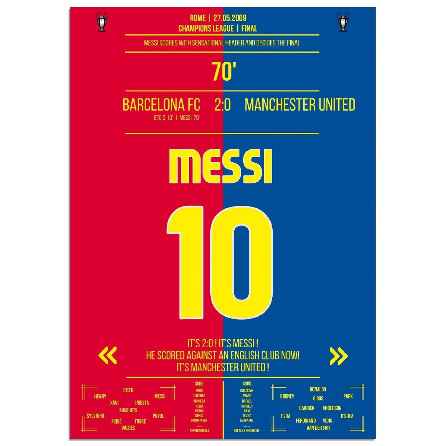 Messi's goal in the Champions League final against Manchester United seals a historic victory